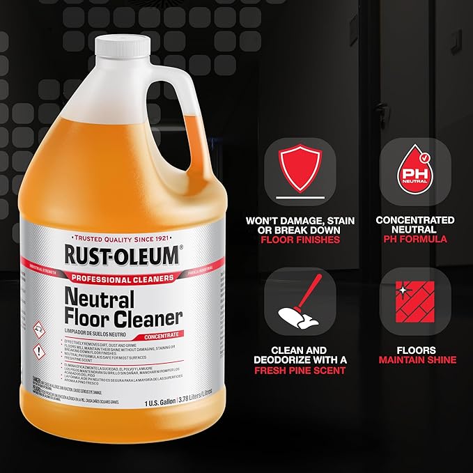 Rust-Oleum Professional Cleaners Neutral Floor Cleaner | 1 Gallon (128oz) | Professional Strength Concentrate | Neutral pH | Pine Scent