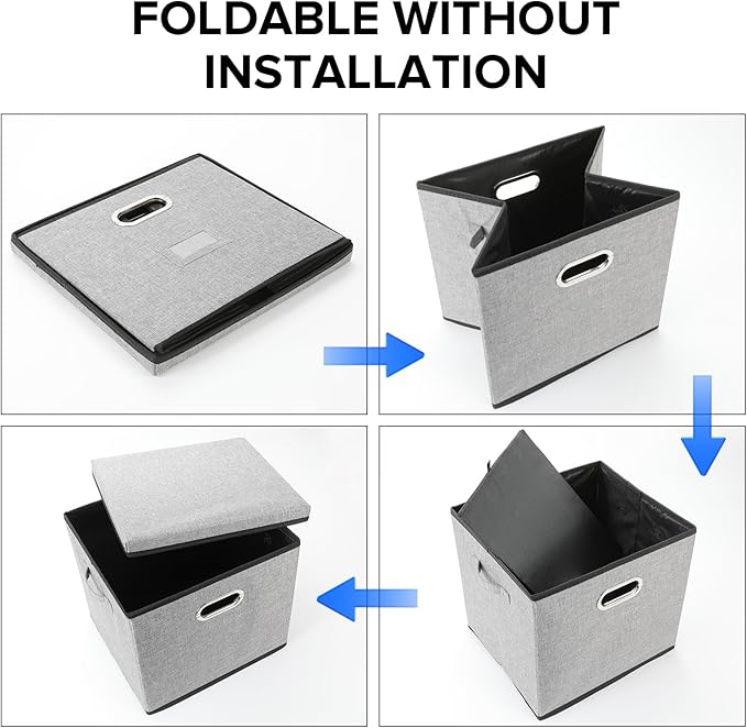Vinyl Record Storage Box Hold 100+ 12" Albums Stackable LP Storage Bin with Lid Record Holder Protect Albums, CDs, Books, Magzine, Files