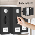 4 Pack Bed Sheet Organizer and Storage, Foldable Storage Bed Sheet Organizer for Linen Closet with Viewing Window & Label for Bedding Sheets & Blankets (Queen & King Size) Black