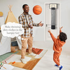 Wooden Basketball Laundry Hamper，Over the Door Basketball Hoop Laundry Basket with Zipper for Kids Room,Dorm Rooms,Bathroom,Saving Space Storage and Organization - White (White)