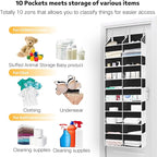 Over the Door Organizer 5 Tiers, Extra Large Behind Door Storage of 10 Compartments, 80 lbs Weight Capacity Hanging Storage Organizer with Clear Window Kids Toys, Shoes, Diapers, Room storage