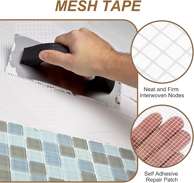 PATIKIL Drywall Repair Mesh Tape, 8 inch x 164 ft Fiberglass Repair Patch Self-Adhesive Dry Wall Joint Tape 9 Mesh Wall Hole Crack and Seam Patch, White