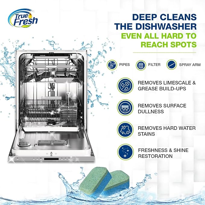 Washing Machine Cleaner & Dishwasher Cleaner Tablets - 48-Pack Bundle Compatible with Front Loader - Top Loader & He Machines and all Dishwashers Removes Buildup Lime Scales and residues - Septic Safe