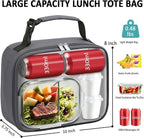Lunch Box Kids Insulated Lunch Bag for Boys Girls Cute Reusable Lunch Tote Bag Waterproof Portable Thermal Lunch Box Kids for School Picnic Travel Grey