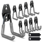 3-H Garage Wall Hooks 10 Pack, Heavy Duty Garage Hooks with Extra Welding Spots, Wall Mount Storage Organizer for Hanging Garden Lawn Tools, Chair, Shovel, Blower, Toolkit (Grey)