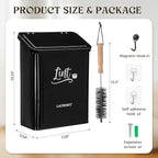 CINPIUK Magnetic Lint Bin for Laundry Room with Brush & Hook - Large Laundry Organizer and Storage, Wall Mounted Trash Can with Lid, Space-Saving Dryer Lint Holder Laundry Room Decor, Black