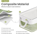 Storage Baskets for Shelves 11.8x7.9x5.2 Inch-Foldable Fabric Organizing Storage Bins with Handles, Closet & Bathroom Organizer, Home Storage for Kitchen, Office (3-Pack, White&Green)