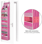 Univivi 6-Shelf Over Door Hanging Organizer Fabric Baby Door Storage with 5 Large Pockets and 3 Small PVC Pockets Wall Mount Hanging Storage Organizers for Baby Essential (Pink)