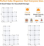 C&AHOME Cube Storage Organizer with Doors, 8-Cube Shelf, Closet Cabinet, DIY Plastic Modular Bookshelf, Storage Shelves Ideal for Bedroom,Living Room,24.8" L × 12.4" W × 48.4" H White USBTM3008B-DOOR