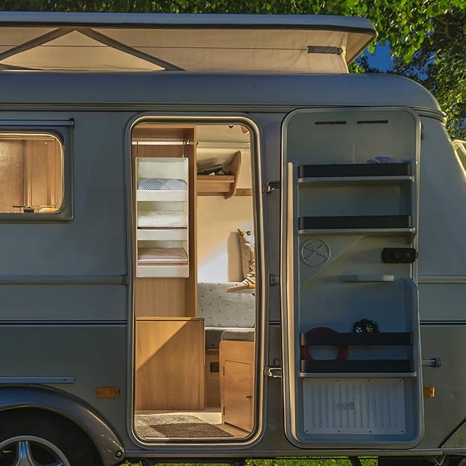 GRANNY SAYS 3-Shelf Hanging Organizer, Foldable Hanging Closet Storage, Hanging Shelves for Wardrobes & RV Closet, Beige, 29 ½" H X 12" W X 12" D, 1-Pack