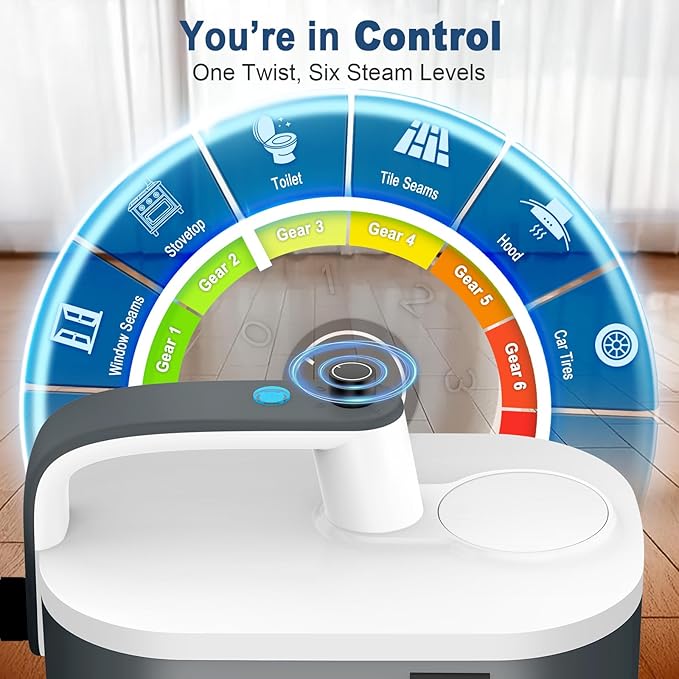 Steam Cleaner, Advanced 6-Level Adjustable Natural Steam, 10S Ultra-Fast Heat, 2500W Portable Car Steamer for Cleaning, Multi-Surface Steam Cleaner for Home Use, Kitchen, Bathroom, Grout, Tile, Floor