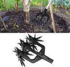 Garden Soil Scarifier, Rotating Cultivator Adjustable Manual Tiller Hand Tools Cultivators Tines Deep Plowing Aeration Reseeding Grass Mixing Loosening Handle Aerate Weed Cultivate Plant Reseed