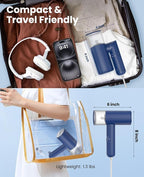 Handheld Steamer for Clothes, 1200W Foldable Travel Steamer, 20 Sec Preheat Garments Wrinkle Remover, 120V Portable Hand Iron with 150ml Water Tank, Clothes Steamer for Home Travel-Blue