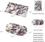 Real Luxurious Natural Marble Vanity Tray Genuine Marble Storage Tray for Home Decor Stone Tray for Bathroom/Kitchen/Vanity/Dresser Non-Resin/Non-Ceramic/Viola Oval Set