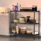 Soywey 3-Shelf Adjustable Heavy Duty Storage Shelves,36" Wx14 Dx35.8 H Metal Organizer Wire Rack for Laundry Bathroom Kitchen Pantry Closet Garage Shelving Black