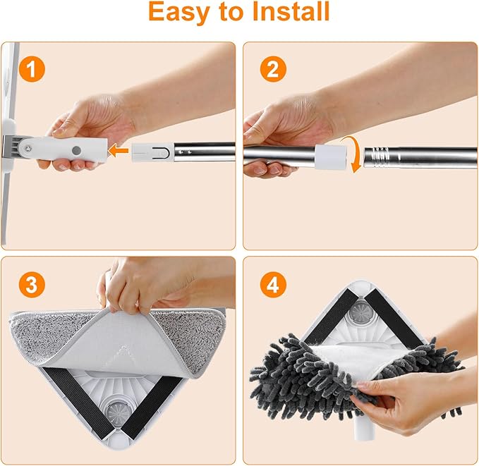 MUEE Window Cleaning kit, 3 in 1 Adjustable Window Washing Squeegee Kit with Extension Pole, Squeegee Window Cleaner Tool with 6 Replacement Pads, Wall Washer Cleaning Tool for Walls/Glass/Window