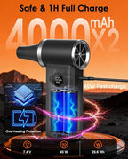 Super Power Compressed Air Duster - Fastest Charging Cordless Electric Air Duster, 180,000 RPM Brushless, 4 Speeds Durable Mini Blower - Replaces Canned Air for Keyboard, PC & Car Cleaning