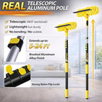 30FT High Reach Window Squeegee with Extension Pole, 2 in 1 Window Washing Kit with 6-Stage Telescopic Pole & Rotatable Head, No-Ladder Window Cleaner for High Window, Solar Panel, RV & Outdoor Glass