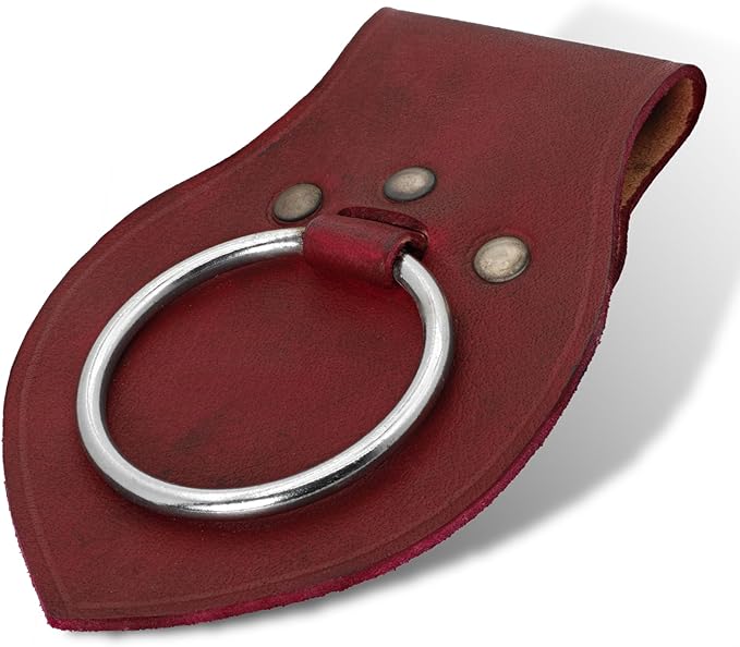 Armory Replicas - Genuine Rawhide Leather Universal Axe Frog - Medieval Hand Crafted O-Ring Funcitonal Outdoor Costume LARP Weapon Holder