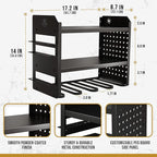Power Tool Organizer Wall Mount - 3-Tier Heavy-Duty Metal Hand Tool Storage Rack, Utility Racks, Drill Holder, PegBoard Side, & More - Garage Storage Cordless Tool Organizer (Black)