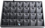 Oirlv Black Leather 24 Grid Jewelry Insert Tray Necklace Pendant Display Tray Jewelry Drawer Organizer（Pack of 1）