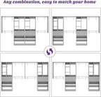 [10 FT Closet System] 120 Inch Reversible Set of 2 Wood Closet Organizer System with 4 Drawers, 6 Hanging Rods Adjustable Shelf, Shoe Rack, Morandi Grey