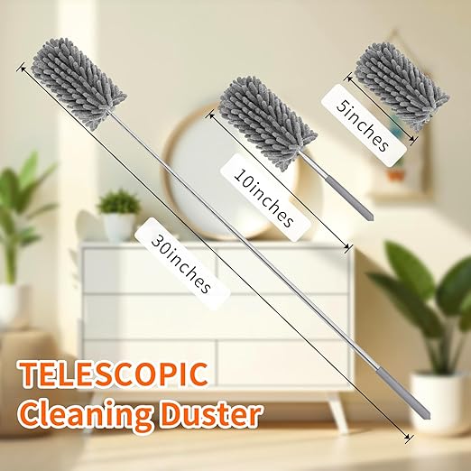 Mini Duster for Cleaning, 360° Bendable Hand Dusters with Extension Pole, Washable Small Duster for Car Interior, Office, Furniture