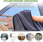 Shiny Wipes Cleaning Cloths,3pcs Shiny Bath Drying Towels,Shower Doors Drying Towels,16*16in Streak Free Glass Window Car Mirror Super Absorben Microfiber Cleaning Cloths (3pcs grey 16*16″)