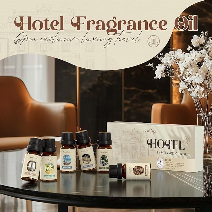 Hotel Fragrance Oils Set, Essential Oil Gift Set for Diffuser, Hotel Scent Diffuser Oil, Diffuser Scents Oil for Home, White Tea, Jasmine Mint, Sandalwood, Luxury Night, Seaside, Myway
