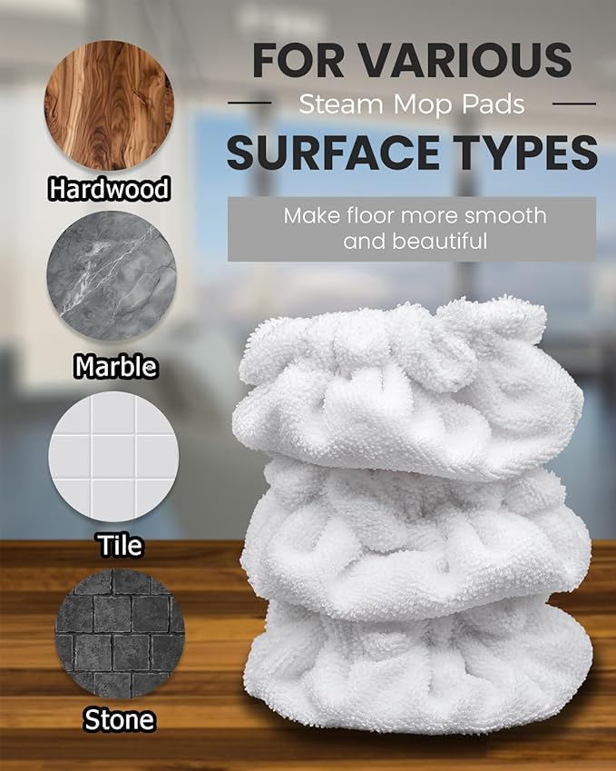 Steam Cleaner Accessories, Small Bonnets (Triangle) Compatible with Dupray Steam Cleaner, Reusable Steam Mop Pads Bonnets Compatible with McCulloch/awasky Steam Mop (Double-Layer) -3 PACK