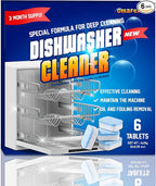 Dishwasher Cleaner and Deodorizer Tablet - 6 Tablets Deep Cleaning Descaler for Dishwasher Machine - Remove Limescale