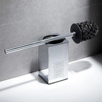 Freestanding Toilet Brush Holder for bathrooms 304 Stainless Steel Toilet Brush Stand Square Storage and Organization Rust Resistant 17-inch high Polished Chrome Finished