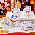6 Pieces Cat Kitchen Sponges Lucky Cat Design Sponges Fun Non-Scratch Scrub for Washing Dishes Pots Pans and Household Cleaning Supplies for Kitchen Dishes Furniture Gifts