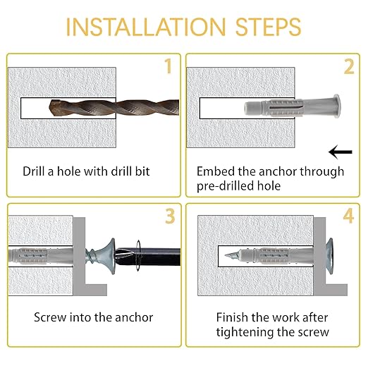252Pcs Wall Hanging Kit with Anchors and Screws, Picture Hanging Kit for Wall Decor Art, Frame, Canvas, Dry Wall Anchors Assortment Kit for Sheetrock Concrete Brick, 5 Sizes Picture Hanger
