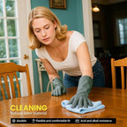 Dishwashing Gloves for Kitchen, 4 Pairs Rubber Cleaning Household Dish Washing Latex Glove with Hanging Hook (Black+Blue+Green+Grey, Large)