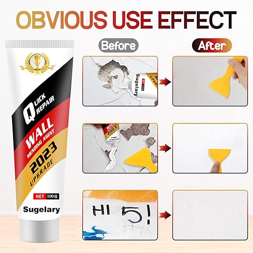 Sugelary Drywall Patch Repair Kit with Scraper, Wall Spackle Repair Paste, Wall Mending Agent Quick and Easy Solution to Fill The Holes for Home Wall, Plaster Dent Repair and Wood Scratch Repair