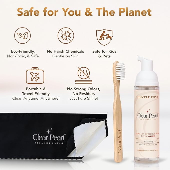 Best Jewelry Cleaner Kit & Silver Polishing Cleaning Kit - Silver and Gold cleaner, Diamond Ring Cleaner & Jewelry Cleaner Solution - Eco-Friendly, Natural, Non-Toxic, Travel Friendly