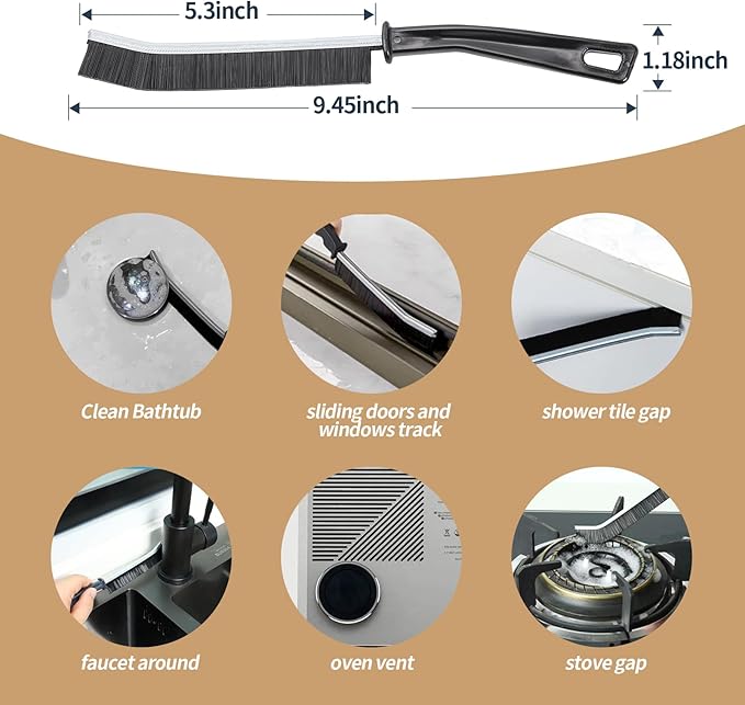 7 Pcs Hard Bristle Crevice Cleaning Brush, Multifunctional Grout Cleaner Brush, Thin Gap Cleaning Brush Set, Small Cleaning Tools for Household Use, Kitchen, Bathroom, Toilet, Window Track,Tight Space