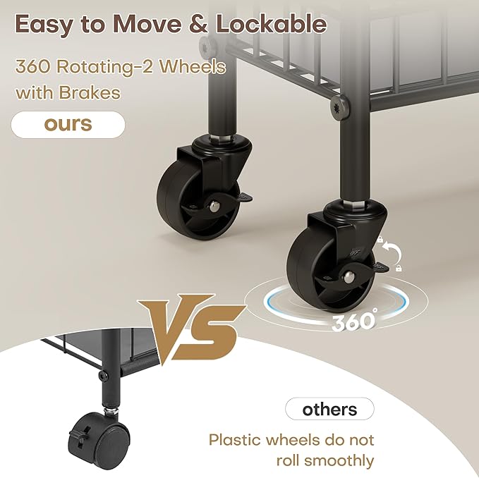 6 Tier Slim Storage Cart with Wheels, Metal Mobile Shelving Unit Organizer Utility Cart for Office Bathroom Kitchen Laundry Room Narrow Places (6inches)