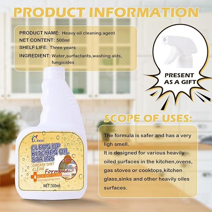 Liapu All Purpose Cleaner, Remove Stains Cleaning Spray, Kitchen Cleaner Spray, Heavy Duty Multi Purpose Degreaser Cleaner Spray Removes Grease, Grime, And Stains On Microwave & Oven & Stove Top