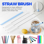 6 PACK Holikme 4 in 1 Cup Lid Cleaning Brush Set with 3 Straws, Multifunctional Bottle Brush, Silicone Cup Lid Gap Cleaner, Durable Bristle Crevice Cleaning Brush,Flat End Brushes,Navy & Black & Olive