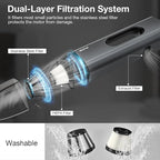 NEXPOW Handheld Car Vacuum Cleaner High Power with Dual Filter,8000PA Compact Handheld Vacuum Cleaner,Hand held Vacuum Cordless Rechargeable for Car Interior Care in Gray Aluminum Alloy