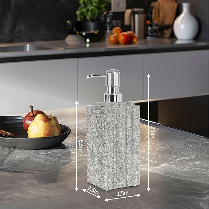 Marble Soap Dispenser for Bathroom, Amaauto Natural Marble Hand Liquid&Lotion Soap Dispenser Pump Bottle for Kitchen Bathroom Countertop Holds Dish Soap Shampoo Laundry Liquid Shower Gel