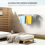 Laundry Drying Rack, Collapsible Wall Mounted Clothes Drying Rack - Foldable,Space Saving, 13.2 Linear Ft, 5 Aluminum Rods, 60 lb Capacity (White, 40")