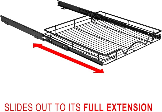 HOLDN’ STORAGE Pull Out Cabinet Organizer, Heavy Duty Caddy w/Lifetime Limited Warranty -20”W x 21”D - Requires At Least 21-1/4” Cabinet Opening, Steel Metal Cabinet Drawers Slide Out, Black