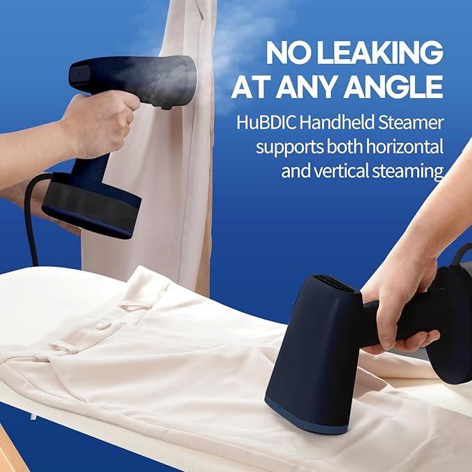 HubiCare Steamer for Clothes, 1500W with Large 250ml Tank, Handheld Clothing Steamer, Fabric Wrinkle Remover, Portable & Compact Travel Size Garment Steamer ONLY FOR 120V (Navy)