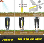 Jardineer Edger Lawn Tool Long Handle, Upgraded Manual Grass Edger with Double V-Shaped Serrated Edge Blade and Wide Footplate, Edgers for Landscaping Yard Maintenance