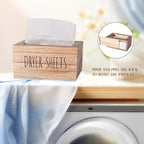 zoocatia Laundry Room Decor Dryer Sheet Container Wood Detergent Dispenser Organization and Storage Box Holder for Laundry Pods, Dryer Balls, Brown