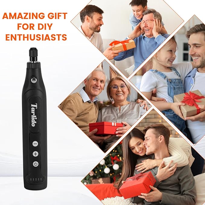Rotary Tool Kit, Cordless Rotary Tool, Continuous Use While Charging, Low Vibration, 2.0Ah Capacity, 5-Speed Upto 18000RPM, with 31 Pcs Accessories, Ideal for Beginners and Artisans, Black
