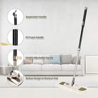 Eyliden Dust Mop with Reusable Washable Pads - One Touch Replacement, Height Adjustable Handle, Total 2 Mop Cloths, Wet Dry Mops for Floor Cleaning, Hardwood, Laminate, Tile Floor Push Dust Broom